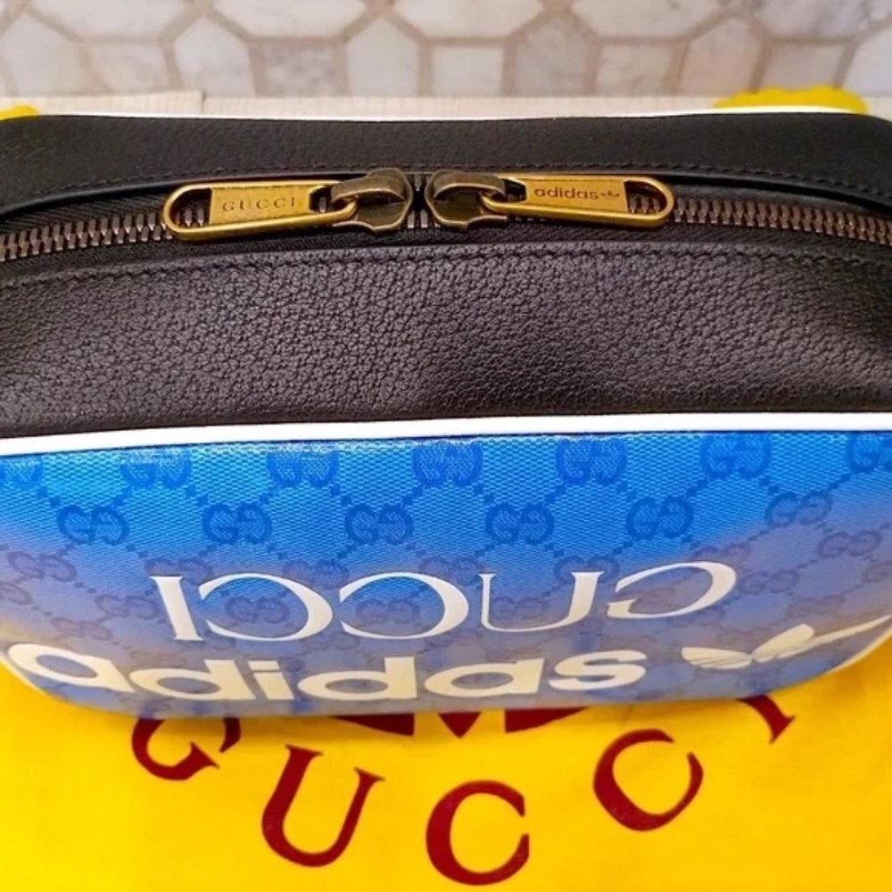 ๐ Adidas x Gucci COLLAB Blue Crystal Canvas Shoulder Bag - Picture 5 of 15